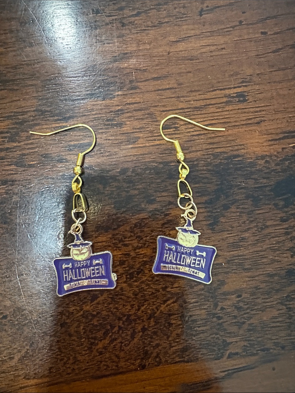 Happy Halloween Purple Enamel Dangle Earrings - Women Jewelry - 2 pairs for $20
